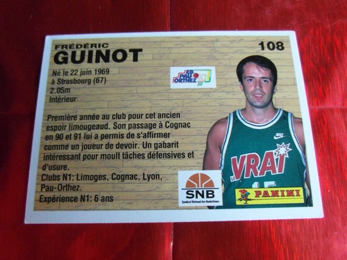 Howard Carter Pau-Orthez Carte Panini Basket Lnb Pro A 1995