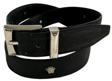 Genuine GIANNI VERSACE Black Leather Studded Medusa Unisex Belt Italy 34