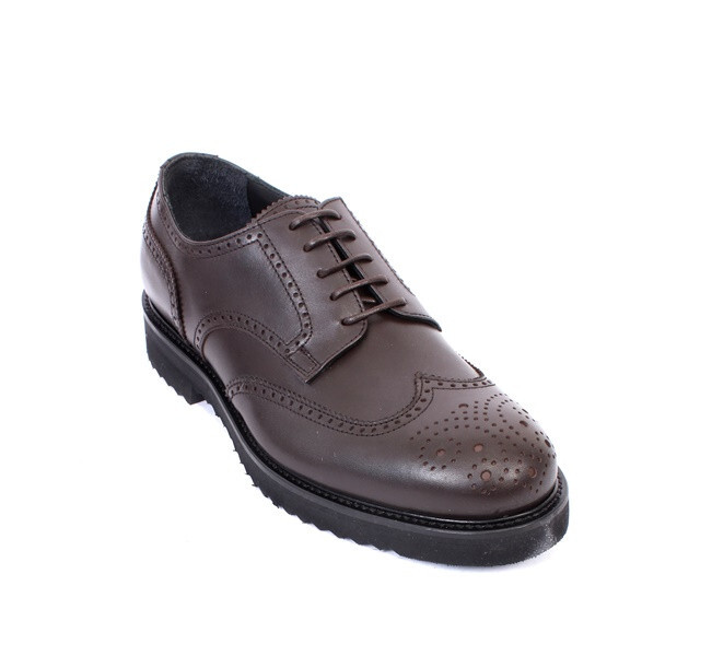 Giovanni Conti 983a Brown Leather Classic Lace-Up Dress 