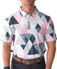 Yatta Golf Mens Polo Shirt L Short Sleeve Pullover Casual Multicolor Geometric