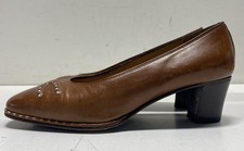 Corso Veneto Vintage Brown Leather Pointed Toe Block Heel Pumps Size 35