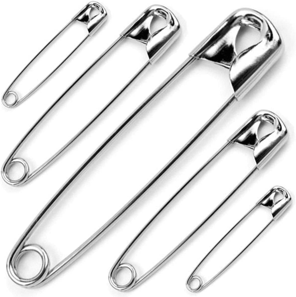 JKG® 50x Safety Pins Assorted Sizes Small Medium Large Nickel Plated Sewing