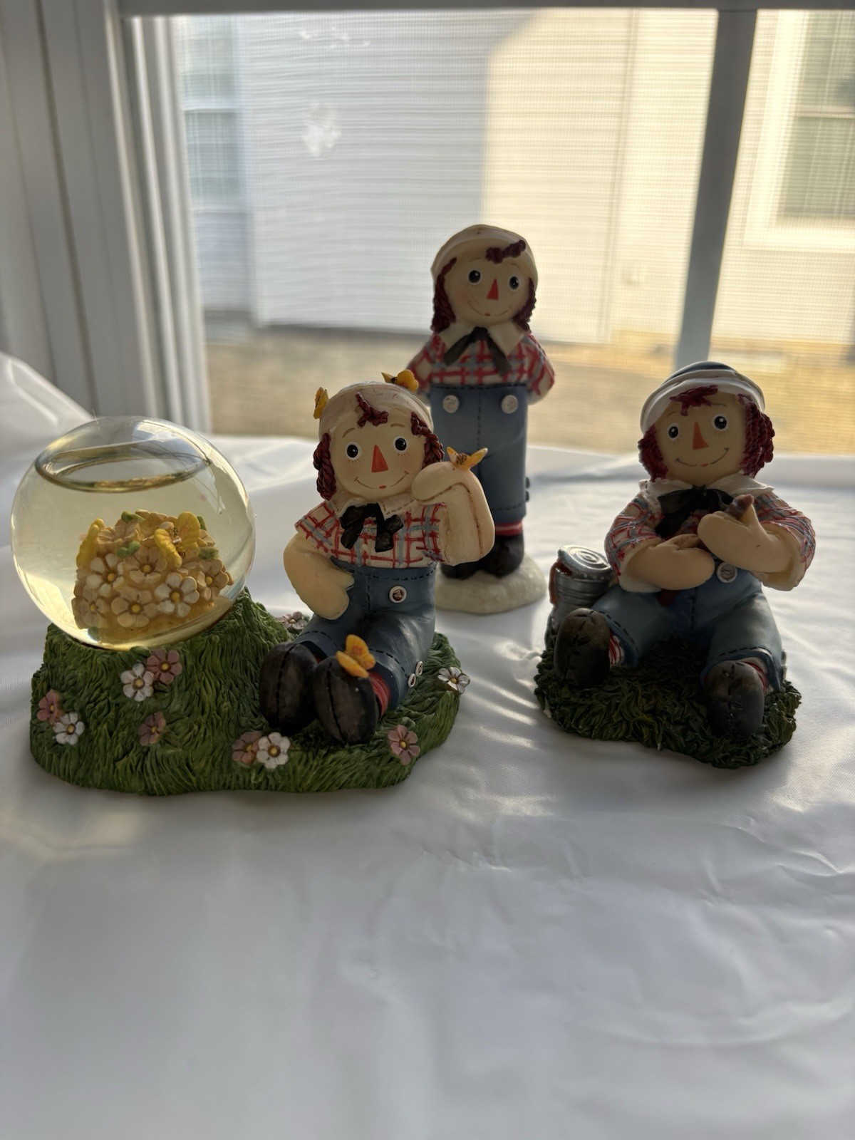 Enesco Raggedy Ann & Andy Multicolor Resin & Glass Figurine Set of 3