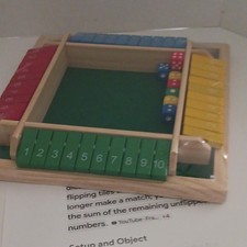 Wooden Shut the Box Dice Number Flip Tile Math Game. L3