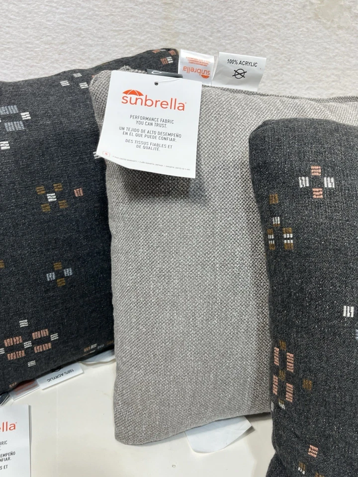 Sunbrella OVE 性能织物枕头 16x16 3 件套户外室内全新带标签 — 第 4/4 张图片