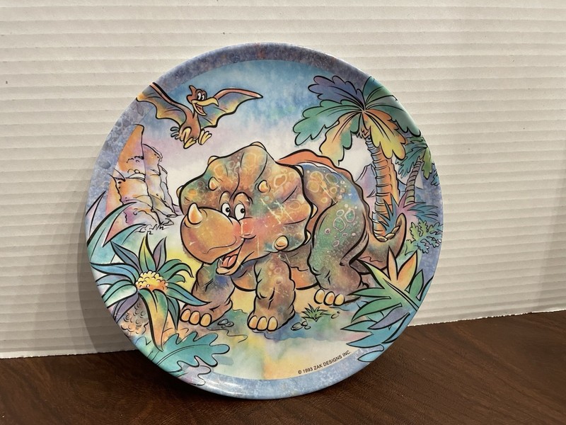 Vintage ZAK 8” Melamine Plate Triceratops Dinosaur 1990s Children’s Plate