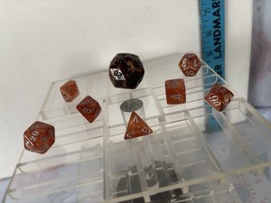 Dungeons & Dragons Borealis Amber, Orange Rose Gold Silver Polyhedral 7 Dice Set