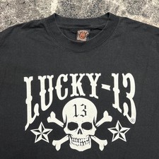 Vintage Lucky 13 Shirt Mens XL Skull Skeleton...