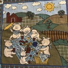 VTG FABRIC Cover 33x43” FARMBARN PIGS 4 Scenes By Susan Winget Fabric Traditions — photo 3