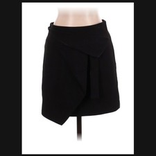 Halston Heritage Asymmetrical Black Mini Skirt Sz 0