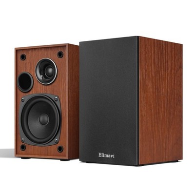 Elimavi Passive Bookshelf Speakers, 2-Way Design with 4'' Woofer & 1'' Silk Hor...