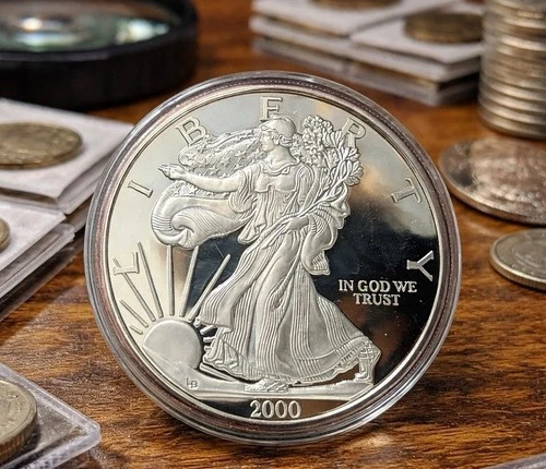2000 Giant Silver Eagle Design 6 Troy Oz. Proof Coin Half Pound Gold In Box