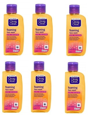 6x Clean & Clear Foaming Face Wash für fettige und zu Pickeln neigende Haut v...