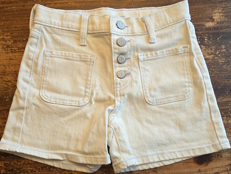 Old Navy Girl's High-Rise Denim Shorts Beige Size 10 Pockets Belt Loops