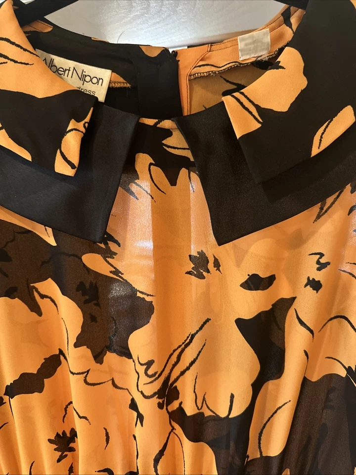 Vestido Vintage Albert Nipon Feminino 8 Secretário Executivo Floral Retrô Anos 1980 - Imagem 2 de 4