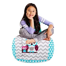 Posh Stuffable Kids Stuffed Animal Storage Medium Canvas Owls White and Blue