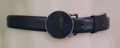 Vintage 70s/80s Vera Neumann Navy Circle Buckle Belt Size Medium Fabulous!