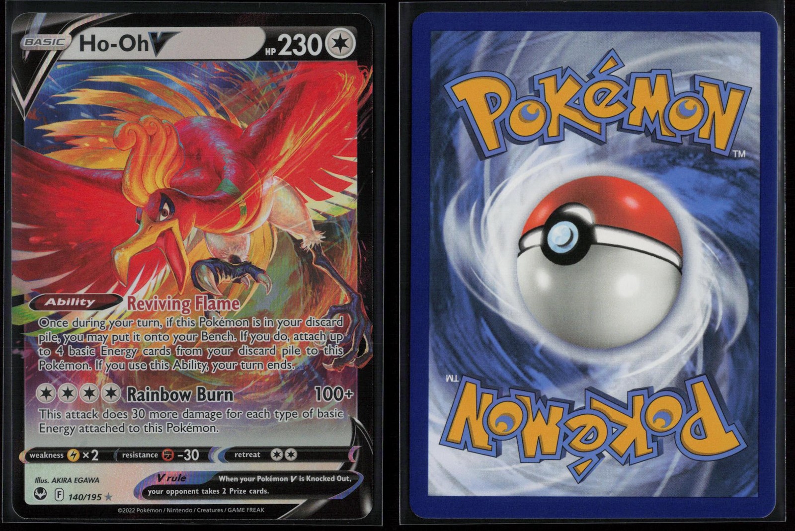 Ho-Oh V 140/195 Pokemon Silver Tempest V Rare Near Mint