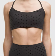 LULULEMON Flow Y Bra Light Support, A/B Cup Evolve Flocked Polka Flock Black NWT