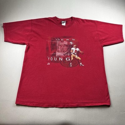 Vintage San Francisco 49ers Steve Young T-Shirt Mens 2XL Red Pro Player NFL 90s