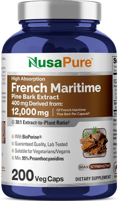 French Maritime Pine Bark 30:1 Extract, 400 Mg Equivalent to 12,000 Mg per Veggi