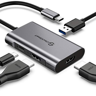 UTECHSMART USB C TO HDMI ADAPTER, USB C HUB TO DUAL HDMI 4 IN 1 THUNDERBOLT 3