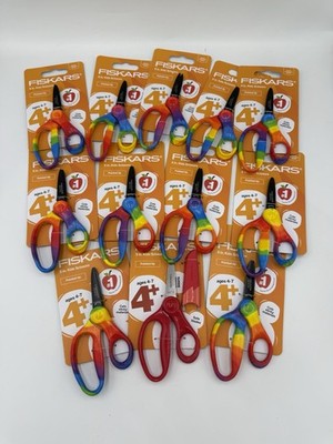 Lot of 11 Fiskars 5 Inch Kids Scissors Rainbow Ages 4+ Pointed Tip Safety Edge