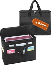 File Folder Organizer Box-2 Pack Hanging File Tote Bag With Lids, Collapsible