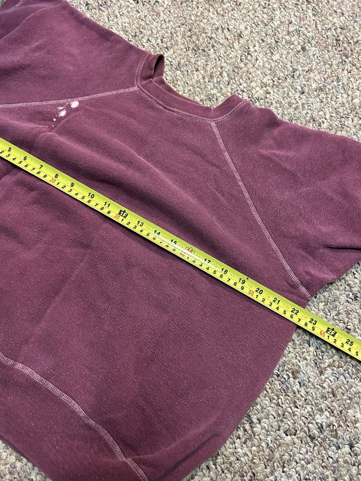 VTG 70s 80s Distressed Faded Short Sleeve Raglan Sweatshirt Small Light Red