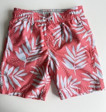 Cat  Jack Boys Orange With Leaf Print Swim Trunks Size Xs 4/5 