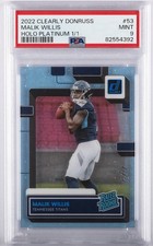 2022 PANINI CLEARLY DONRUSS HOLO PLATINUM 1/1 #53 MALIK WILLIS 1/1 PSA 9