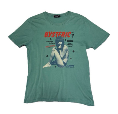 Hysteric Glamour Herren T-Shirt Grün Logo Grafikprint Kurzarm Gr. M