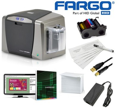 Fargo DTC1250e ETH ID Card Printer with Software Ribbon & Supply Bundle   PL