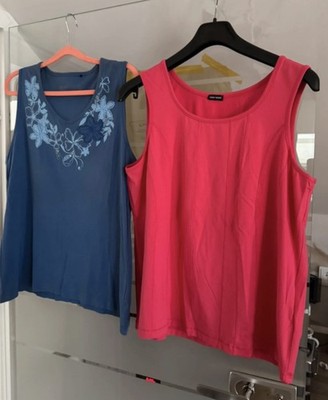 W Neu 2er-Set GERRY WEBER  + via Appia TOP T-SHIRT ärmellos SHIRT Gr. 46 48 pink