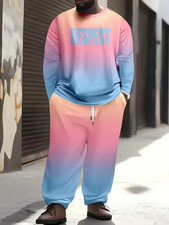 Men's Outfit 2 Piece Set Shirt  Pants Suit PLUS SIZE BIG 5XL