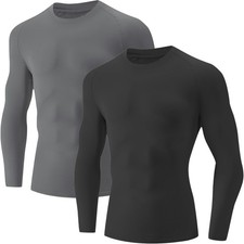 Compression T-Shirts Long Sleeve Thermal Undershirt Gym Base Layer for Men Woman