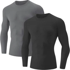Compression T-Shirts Long Sleeve Thermal Undershirt Gym Base Layer for Men Woman