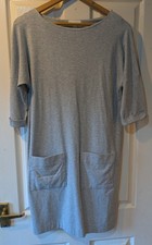 The White Company 3/4 Sleeve Dress Jersey Stretch Ladies Size UK 10 Grey Pockets