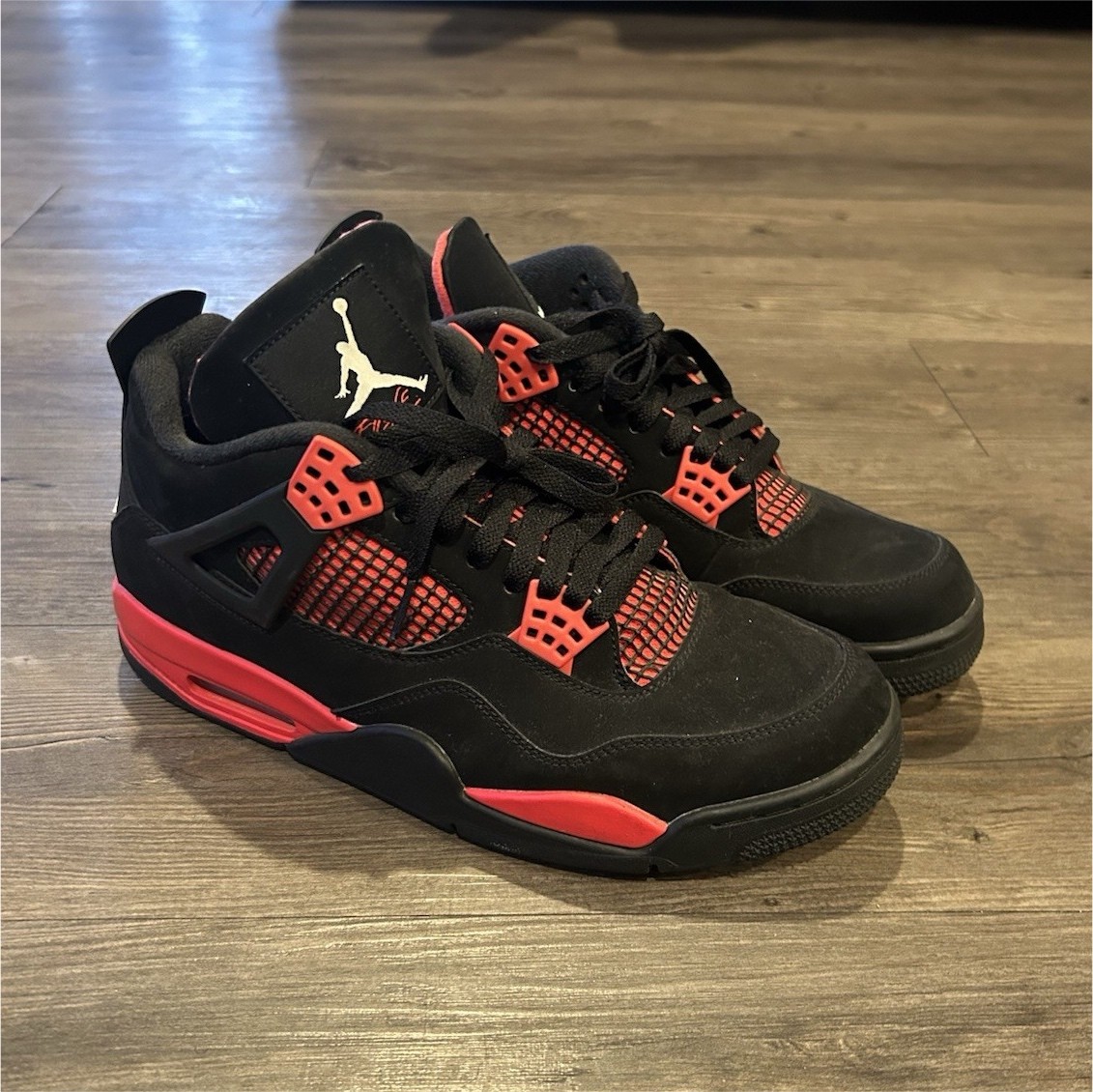 Air Jordan 4 サンダー Jordan Air Jordan 4 Retro Red Thunder Men's Mid Top Lace-Up