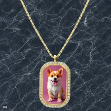 New Cute Dog Puppy Pendant Necklace Printed Design Delicate Gold Tone Fine