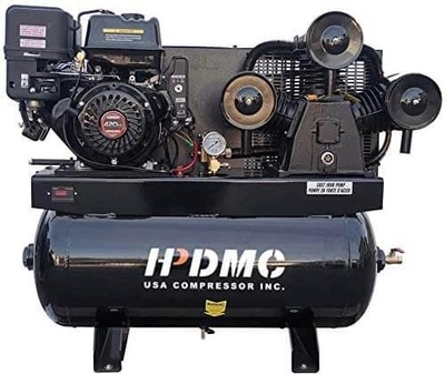 HPDMC 13HP Gas Powered Air Compressor, 3-Cylinder, 30 Gallon Horizontal Tank,