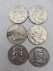 Lot Of 6 Silver Benjamin Franklin Half Dollars Mixed