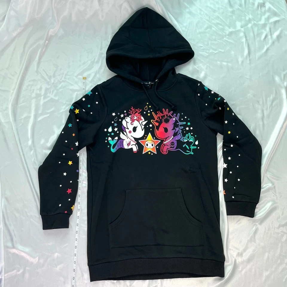 Tokidoki Dolls Kill Mermicorno Mermaid Sudadera con Capucha Negra Pequeña Arco Iris Ombre Nueva con Etiquetas Foto 3 de 4