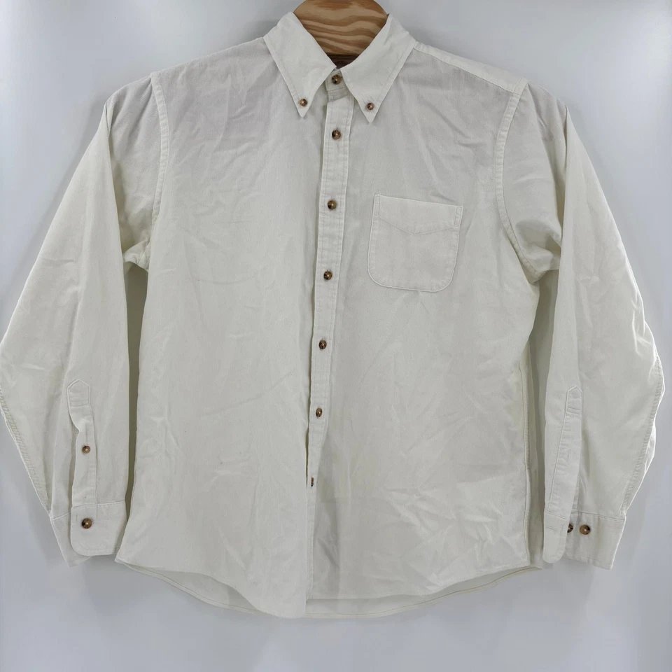 Camisa Brooks Brothers Para Hombres Grande Blanca Pana Manga Larga Con Botones Foto 4 de 4