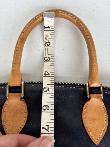 Dooney & Bourke Navy Leather Satchel Bag with Matching Pouch - Classic Trim - Picture 18 of 24