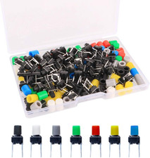 84Pcs 6 6 8Mm Momentary Tactile Tact Push Button Switch with Button Caps of 7 Co