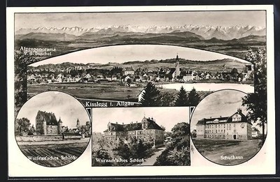AK Kisslegg i. Allgäu, Alpenpanorama, Wolfegg´sches Schloss, Wurzach´sches Schl 