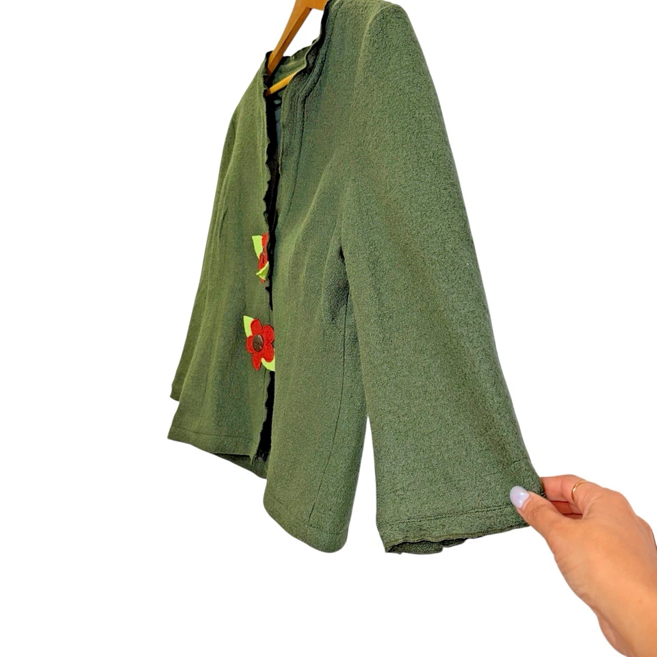 Chaqueta Ambition MUJER L USADA FLOR VERDE Tejido Mezcla Lana 2 BOTONES Blazer Foto 3 de 4