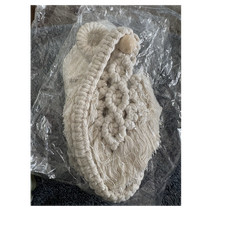 Handmade Beige Cotton Macram  Bohemian Wall Hanging Tapestry with Fringe