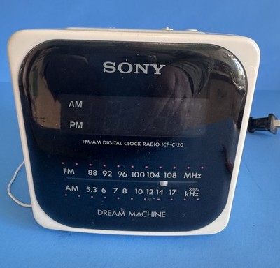 Sony Dream Machine White Cube AM FM Alarm Clock Radio Model ICF C120